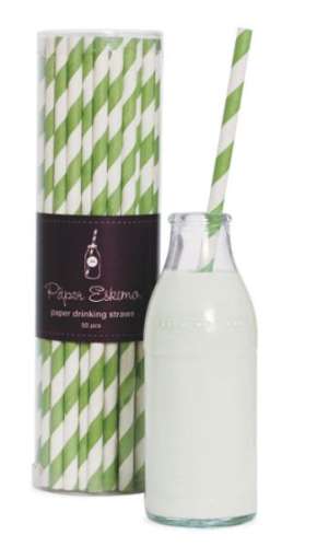 Paper Straws - Green Stripe - Click Image to Close